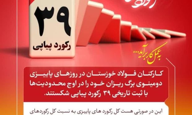 پاییز طلایی فولاد خوزستان با رکورد شکنی طوفانی و پیاپی پاییز طلایی فولاد خوزستان با رکورد شکنی طوفانی و پیاپی